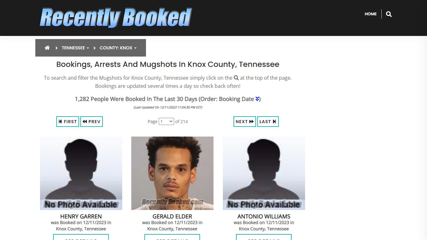 Recent bookings, Arrests, Mugshots in Knox County, Tennessee